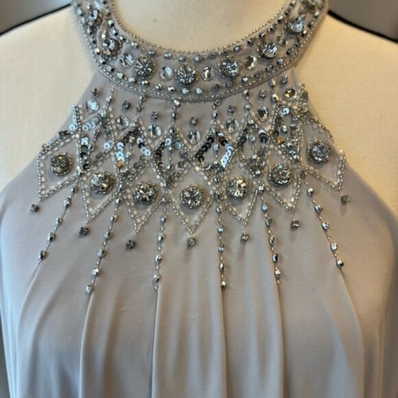 Mignon Light Grey Evening/Party Gown with Rhinestones - Picture 4 of 15